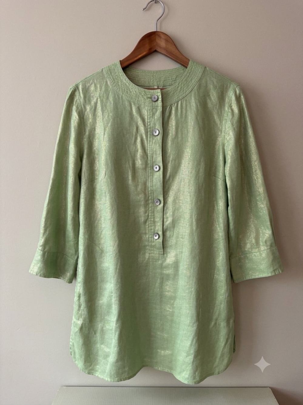 Jones New York Light Green Tunic Top Sz 10 classy monochrome - Picture 2 of 13